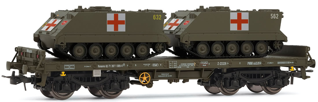 E5174 electrotren renfe flat wagon type rmms 2 military vehicles APCs mac