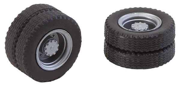 Faller 163101 - 2 wheels (twin tyres) tyres and lorry rims