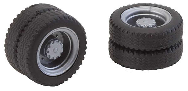 Faller 163103 - 2 wheels (twin tyres) NQ tyres and rims for lorries / various buses