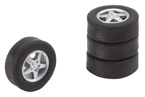 Faller 163113 - 4 tyres and rims for passenger cars