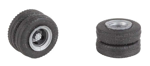 Faller 163117 - 2 wheels tyres and rims (Rear axle) for delivery trucks and bus
