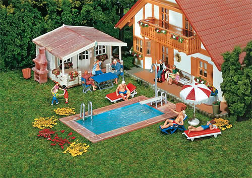 Faller 180542 - Swimming pool and utility shed