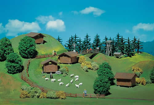 Faller 272531 - 4 Hay barns with scenic details for the forest