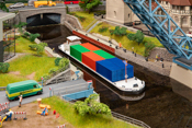 River freighter with containers