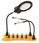 Soldering and work station with magnifying lamp
