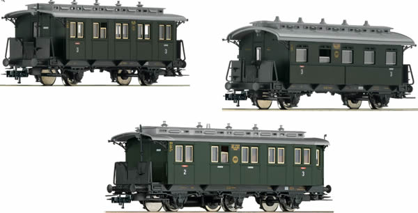 Fleischmann 481804 - German 3pc Passenger Coach Branch Line Set 1