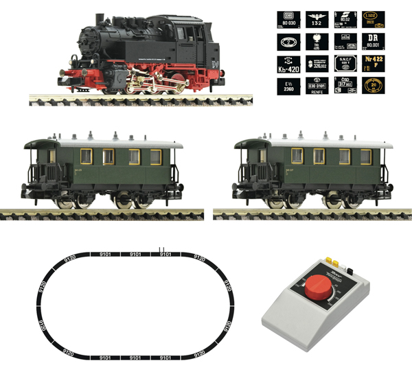 Fleischmann 5160003 - Analogue Starter Set: Steam Locomotive Class 80 with Passenger Train