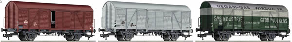 Fleischmann 531104 - 3pc Goods Wagon Set type Gs