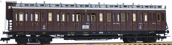 Fleischmann 568604 - German 4-axle 3rd Class Compartment Car with tail end indicators type CC Erfurt