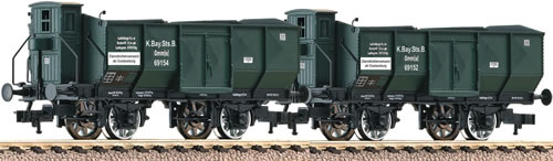 Fleischmann 590104 - K.Bay. Sts.B 2-piece set of goods wagons type Omm[u] 
