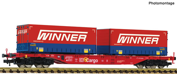 Fleischmann 825036 - Container carrier wagon + Winner Display 825030 #6