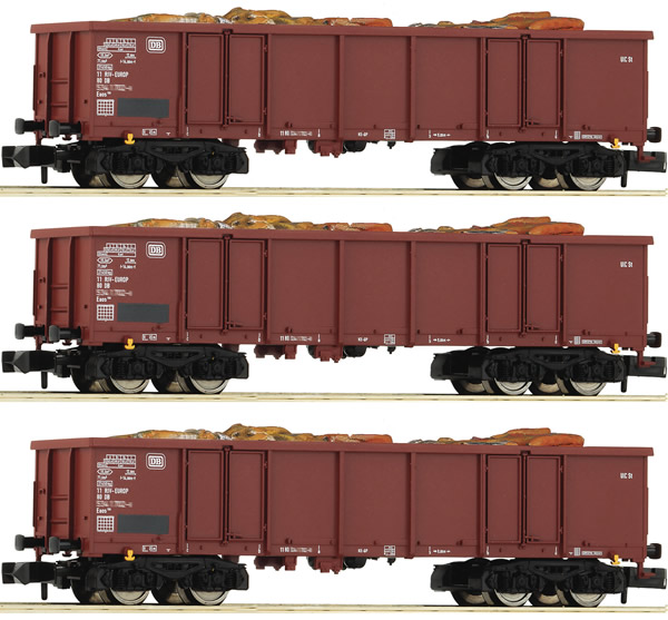 Fleischmann 828345 - 3 piece set goods wagons type Eaos DB