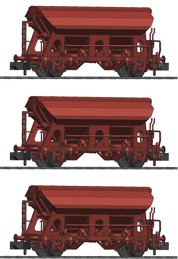 Fleischmann 830351 - German 3 piece set: Swing roof wagons of the DB