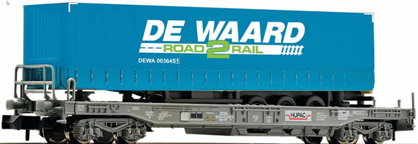 Fleischmann 845369 - Standard pocket wagon and semi-trailer DE WAARD, HUPAC/NS