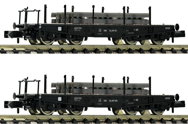 Fleischmann 845607 - Austrian 2 piece set: Heavy duty flat wagons of the ÖBB