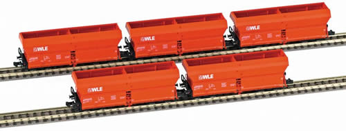 Fleischmann 852304 - Set (in 5 parts): High-capacity self unloading hopper wagons of the WLE 