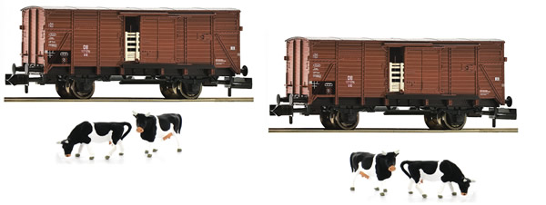 Fleischmann 881804 - 2 piece set livestock wagons type G10 DB