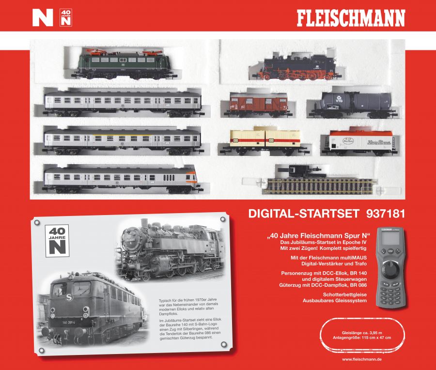 wagon De layout logica Fleischmann 937181 - Jubilee Startset "40 Years of Fleischmann N-gauge"  with two trains