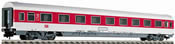 IC/EC long distance compartment coach in traffic red livery, 1st class, type Avmz.107.0 of the DB AG