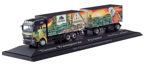 Herpa 121941 - MAN TGX XLX Semi Beer Truck, Pyraser/Thoma Transp...
