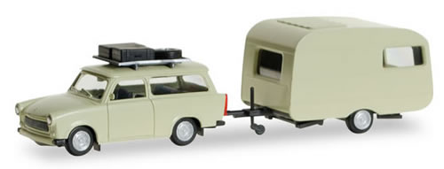 Herpa 28790 - Trabant 601 W/Roof Rack And Trailer
