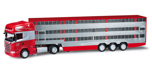 Herpa 301350 - Scania R TL cattle carrier semitrailer Drost (NL)