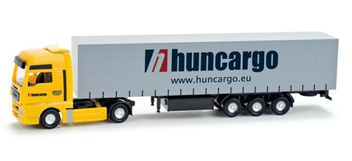 Herpa 65931 - MAN TGX XXL curtain canvas semitrailer Huncargo (HU)