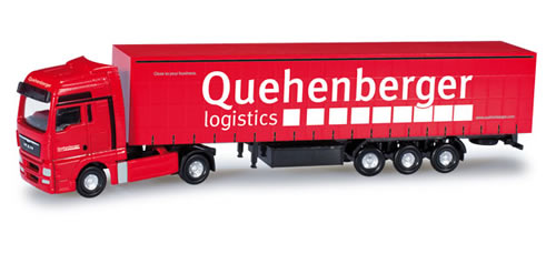 Herpa 65986 - MAN TGX XXL curtain tarp semitrailer Quehenberger Logistics