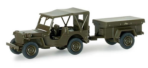 Herpa 741989 - Jeep w/Trailer US Army