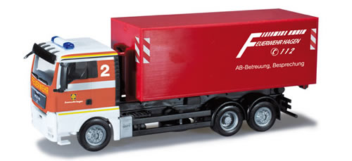 Herpa 90148 - MAN TGX XL roll-off container truck fire department Hagen
