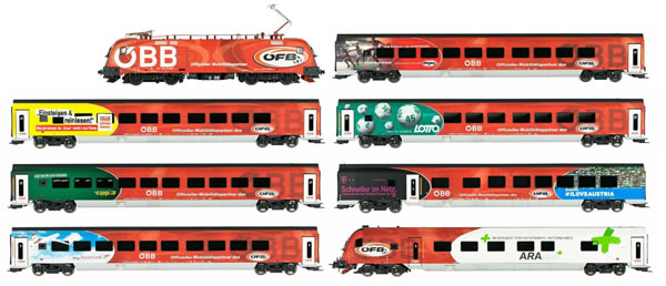 Jagerndorfer JC10902 - Austrian 7pc Railjet Set + Taurus Locomotive of the OBB (Sound)