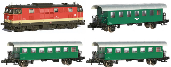 Jagerndorfer JC60403 - Austrian Diesel Locomotive BR 2143.008 with 3 Passenger Coaches of the OBB