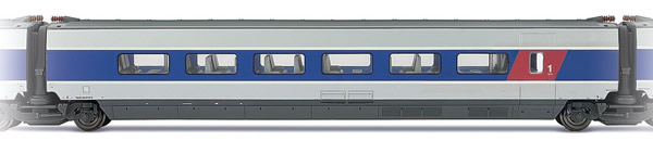 Jouef HJ4115 - TGV Sud -Est, blue and metal grey livery, 1st class intermediate coach, SNCF period VI