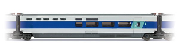 Jouef HJ4117 - TGV Sud -Est, blue and metal grey livery, bar coach