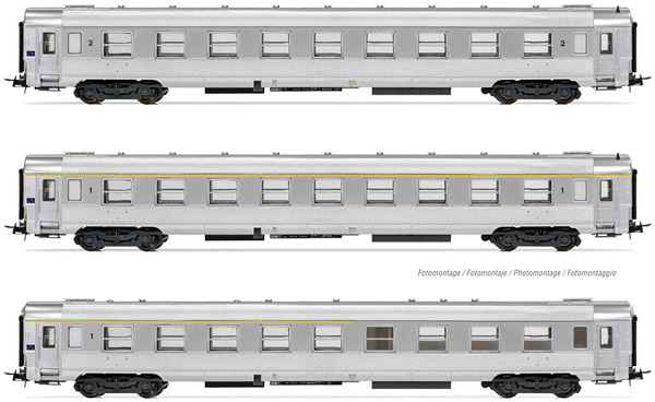 Jouef HJ4146 - 3pc DEV Inox Passenger Coach Set