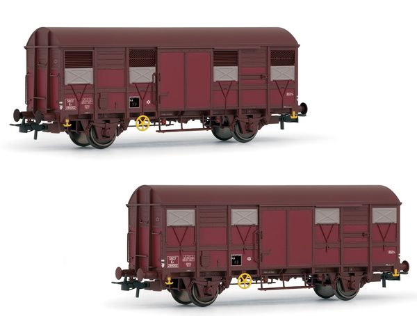Jouef HJ6231 - 2pc covered 2-axle wagons type Kv (Permaplex walls) with open shutters