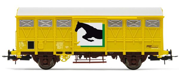 Jouef HJ6232 - Covered 2-axle wagons type G41, yellow livery for horses
