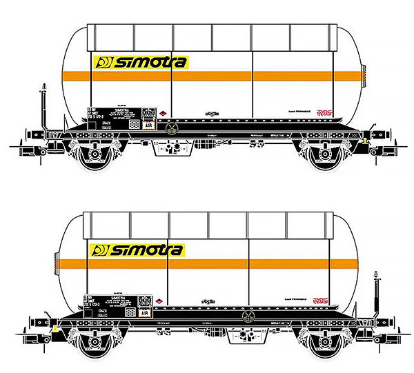 Jouef HJ6265 - 2-unit set of 2-axle gas tank wagons with sun roof, SIMOTRA