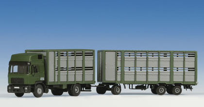 Kibri 12248 - H0 Cattle carrier with trailer and 12 cows