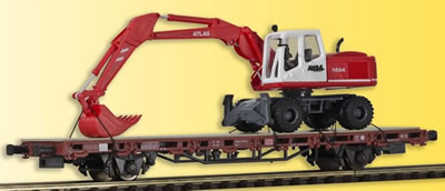 Kibri 26258 - H0 Low side car with ATLAS excavator,finished model **discontinued**