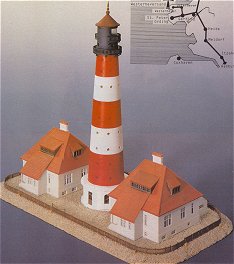 Kibri 37300 - N Lighthouse Westerheversand with 2 annexes,functional kit