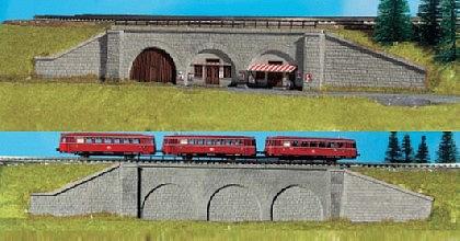 Kibri 37671 - N/Z Railway embankment with retaining walls,2 pcs.