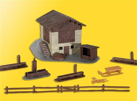 Kibri 38814 - H0 Barn with accessories in Grevasalvas