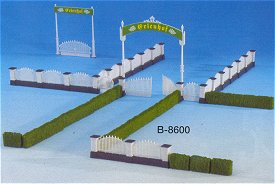Kibri 8600 - White Fence w/Hedge