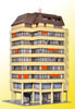 H0 High-rise building with shopping center andpenthouse flat incl. floor interior lighting