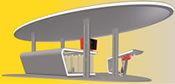 H0 Modern bus terminal main building with onestop incl. LED lighting, functional kit