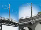 H0 Catenary supports with hand rail for catenarymasts