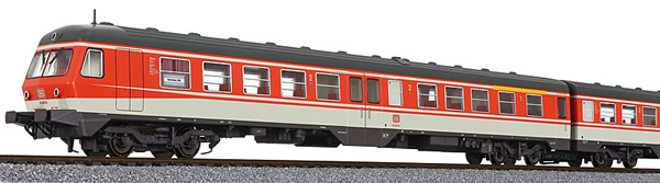 Liliput 133151 - German 3pc RailCar Set DMU BR 614 of the DB - Orange & Grey Ep.IV
