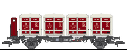 Liliput 235140 - Flat Wagon BT55 with Four Containers Ekrt 231 DB Ep.III