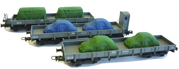 Mabar M-81403 - 3pc Flat Car Set with load